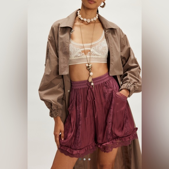 Free People Evermore Satin Bloomer Shorts in Desired Rose